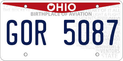 OH license plate GOR5087
