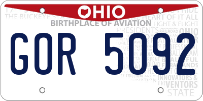 OH license plate GOR5092