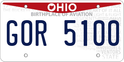 OH license plate GOR5100