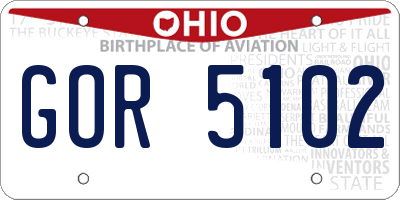 OH license plate GOR5102