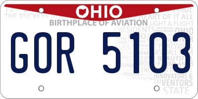OH license plate GOR5103