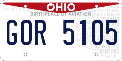 OH license plate GOR5105