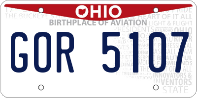OH license plate GOR5107