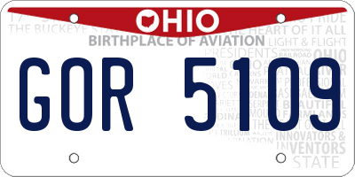 OH license plate GOR5109