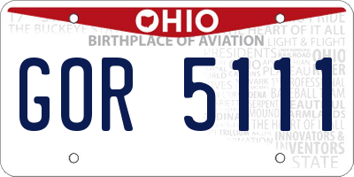 OH license plate GOR5111