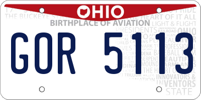 OH license plate GOR5113
