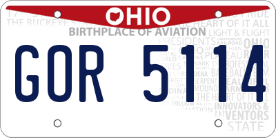 OH license plate GOR5114