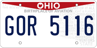 OH license plate GOR5116