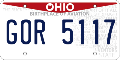 OH license plate GOR5117