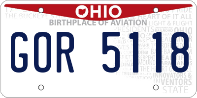 OH license plate GOR5118