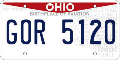 OH license plate GOR5120