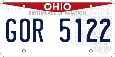 OH license plate GOR5122