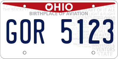 OH license plate GOR5123