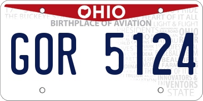 OH license plate GOR5124