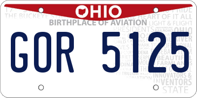 OH license plate GOR5125