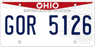 OH license plate GOR5126