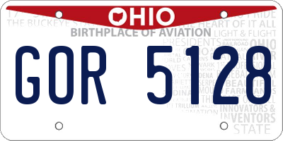 OH license plate GOR5128