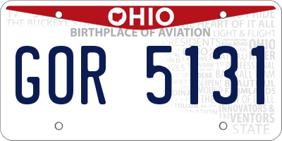 OH license plate GOR5131