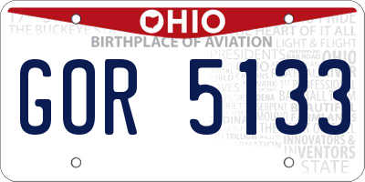 OH license plate GOR5133