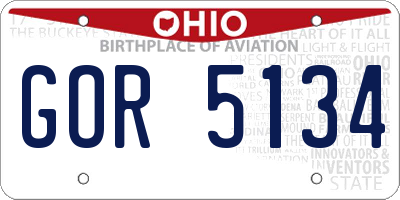 OH license plate GOR5134