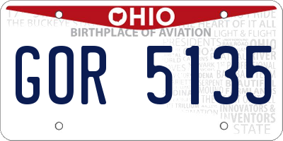 OH license plate GOR5135