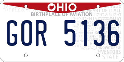 OH license plate GOR5136