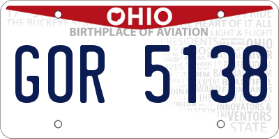 OH license plate GOR5138
