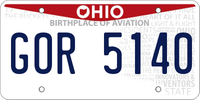 OH license plate GOR5140
