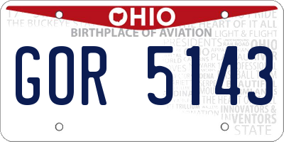 OH license plate GOR5143