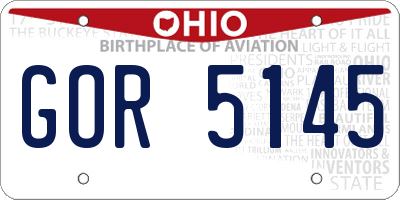OH license plate GOR5145