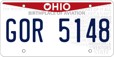 OH license plate GOR5148