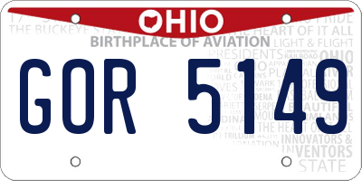 OH license plate GOR5149