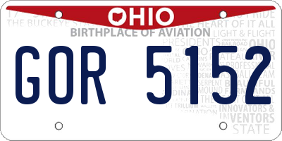 OH license plate GOR5152
