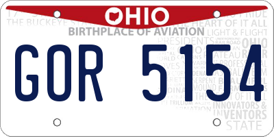 OH license plate GOR5154