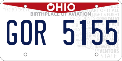 OH license plate GOR5155