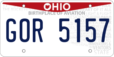OH license plate GOR5157