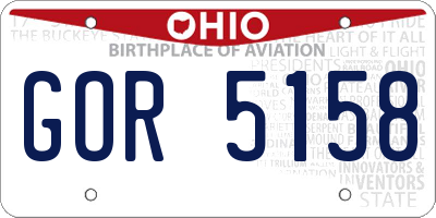 OH license plate GOR5158