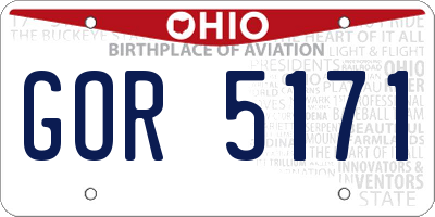 OH license plate GOR5171