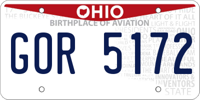 OH license plate GOR5172