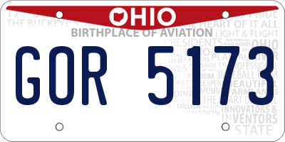 OH license plate GOR5173