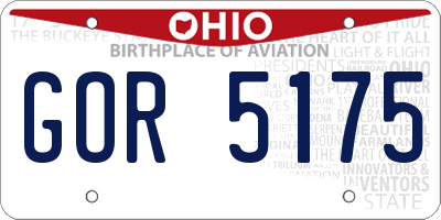 OH license plate GOR5175