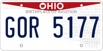 OH license plate GOR5177