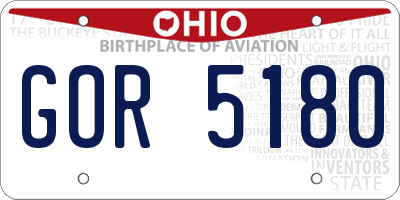 OH license plate GOR5180