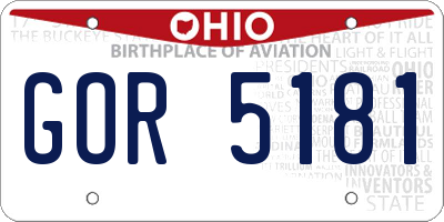 OH license plate GOR5181