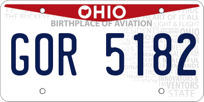 OH license plate GOR5182