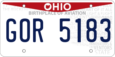 OH license plate GOR5183