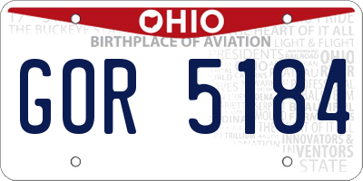 OH license plate GOR5184