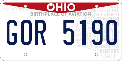 OH license plate GOR5190