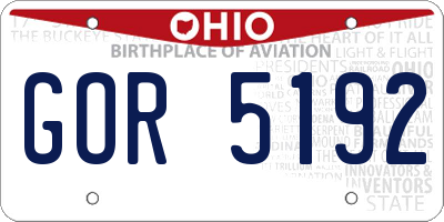 OH license plate GOR5192