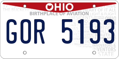 OH license plate GOR5193